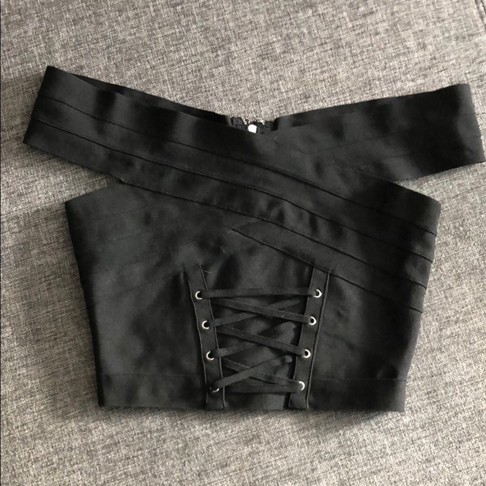 BLACK BANDAGE WOW COUTURE CROP TOP